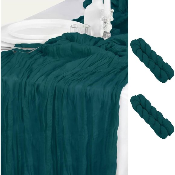 Table Runners by RUCKAE 2 Pack 29x120 inch Dark Green Gauze for Parties Weddings - Picture 1 of 5